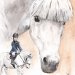 Pferdeportrait mit Kind in Aquarell