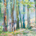 Dammhirsch im Mischwald (Jagdmalerei)