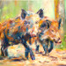 2 junge Wildschweine im Wald (Jagdart)